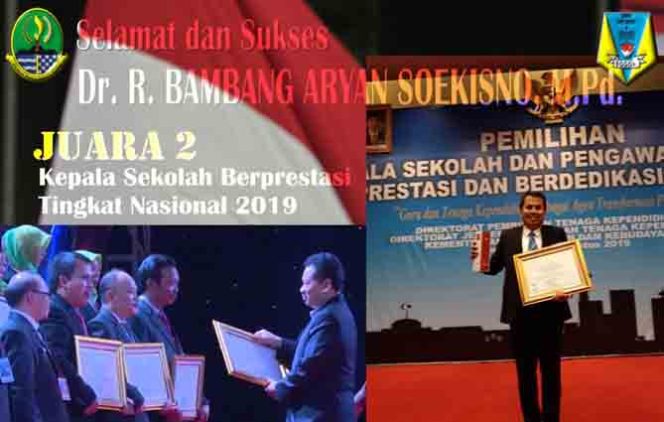 
					Penerimaan penghargaan juara kedua nasional kepala sekolah prestasi 2019. 