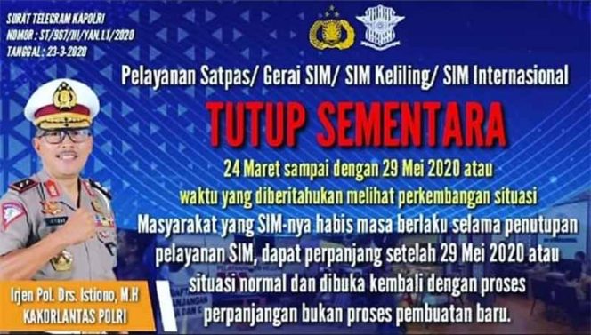 
					Satpas Perpanjangan SIM di Detos Ditutup